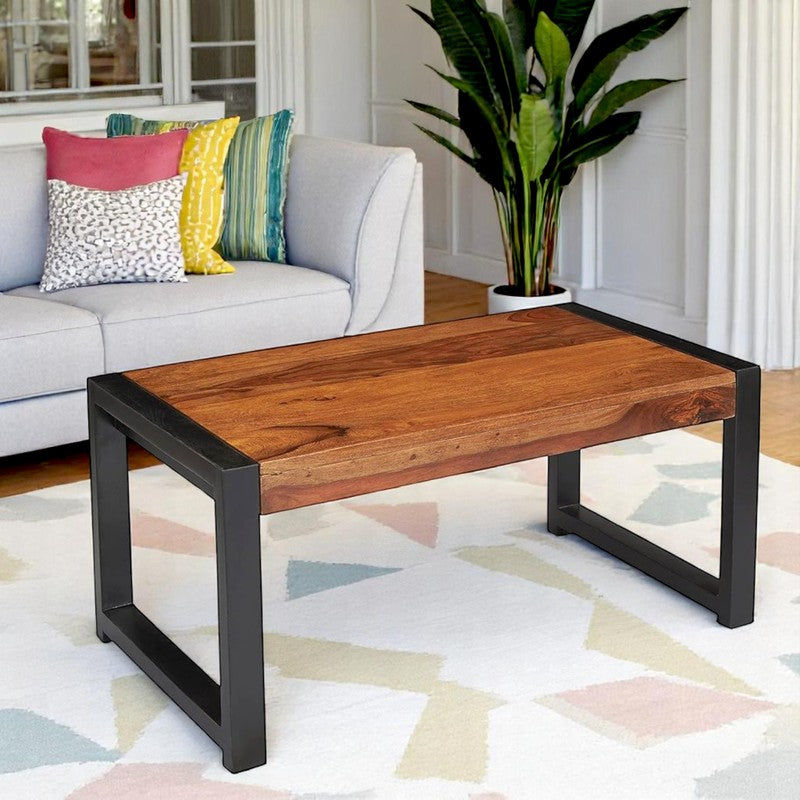 Zavex Sheesham Wooden Center Table - Brown,Black