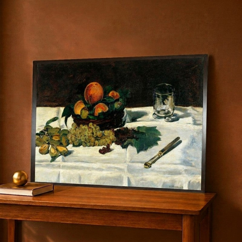 Still Life Fruit on a Table Canvas Wall Painting - 18 x 12 Inches