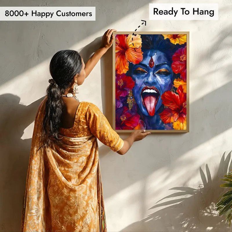 Mahakali Spiritual Archival Paper Wall Painting - Natural Brown Frame media 7