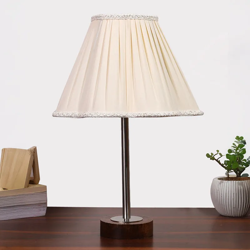 Pleatra Rodin Wooden Table Lamp - White,Silver,Brown media 3