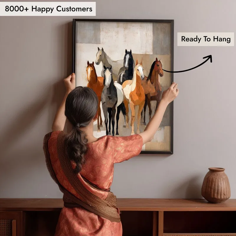 Modern Rustic Horse Wall Painting With Black Frame media 8
