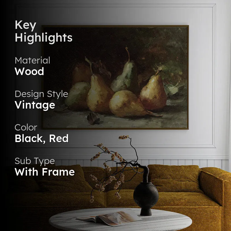 Pear Glow Wood Wall Art With Frame - Black media 2
