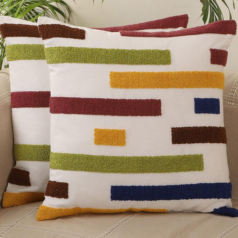 Lagos Sunset Tufted Cotton Cushion Cover - Set Of Two media 2