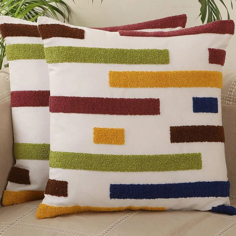 Lagos Sunset Tufted Cotton Cushion Cover - Set Of Two media 2