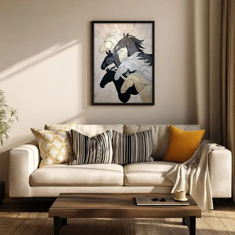 Regal Horse Wall Painting With Black Frame media 5
