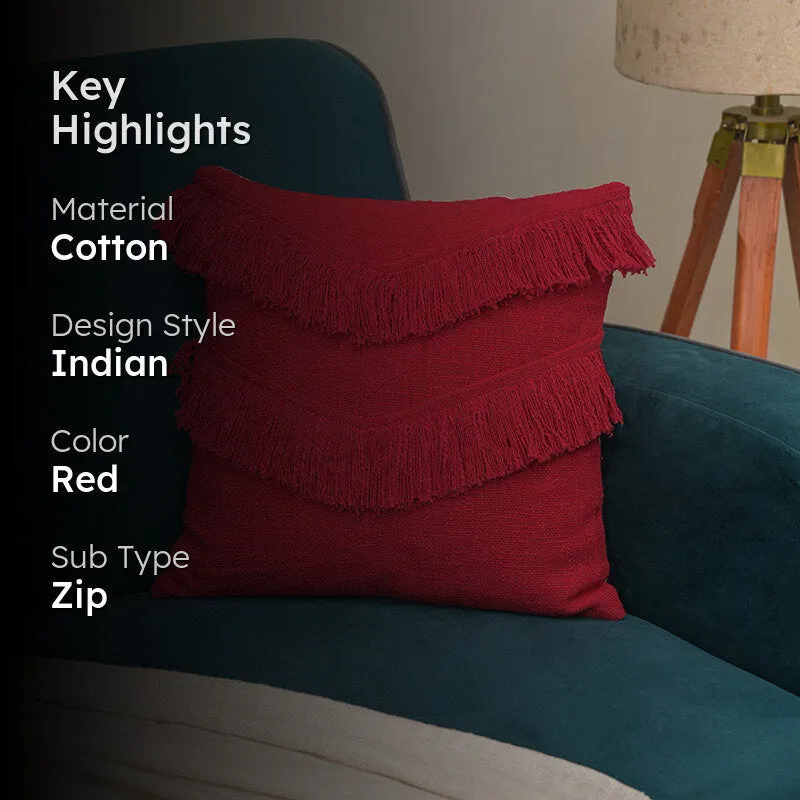 Fringe Comfort Cushion Cover - Red media 2