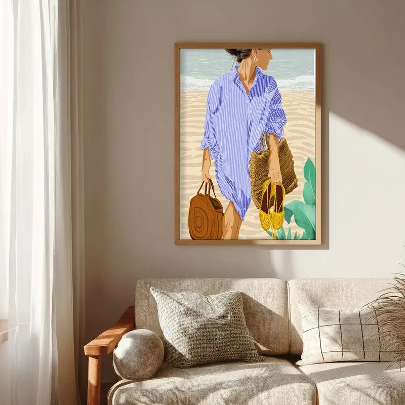Caleya Travel Illustration Canvas Wall Painting With Brown Frame media 7