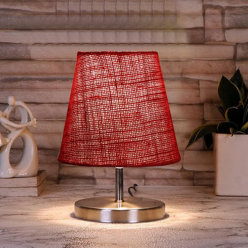 Vidro Jute Table Lamp - Maroon,Silver media 1