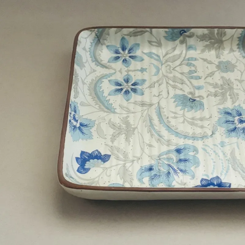 Florale Ceramic Square Platter - Blue media 7