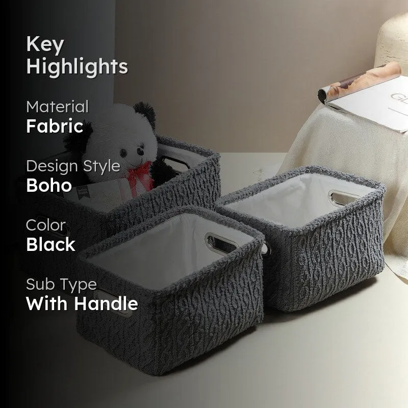 UrbanNest Fabric Storage Basket (Black) - Set Of Three media 2