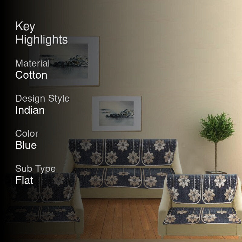 Mitha Floral Sofa Cover (Dark Grey) media 2
