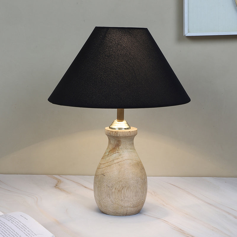 Torou Curve Solid Mango Wood Table Lamp - Black,Brown