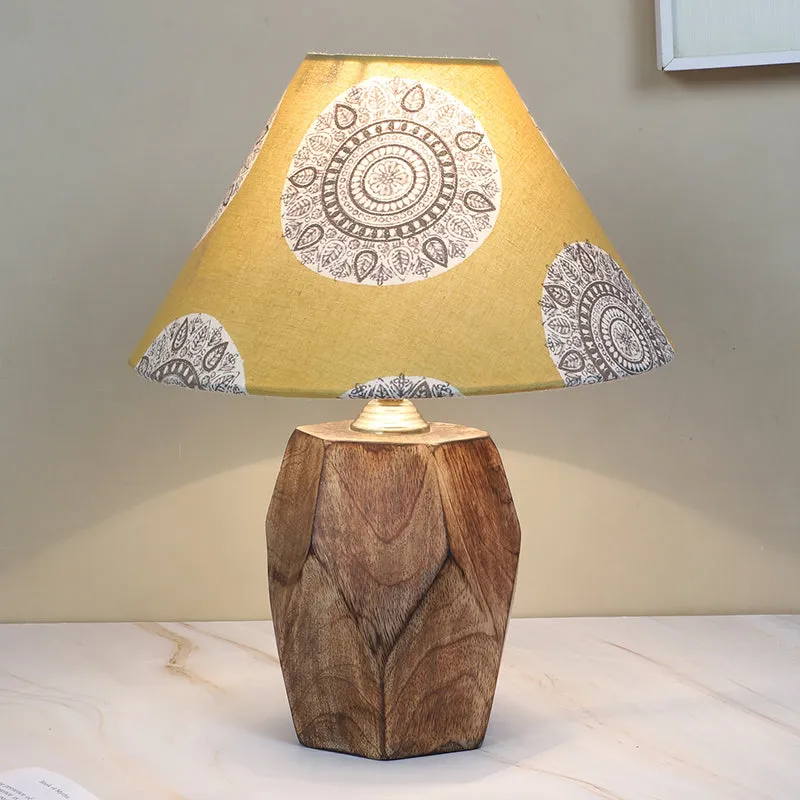 Mandala Merry Printed Mango Wood Table Lamp - Brown,Yellow,White media 1