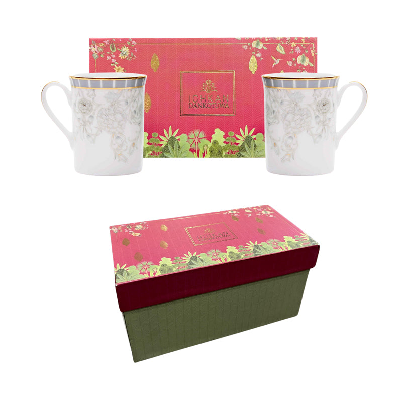 Gilded Iris 24k Gold Brushed Porcelain Coffee Mug (300 mL Each) - Set of Two media 7