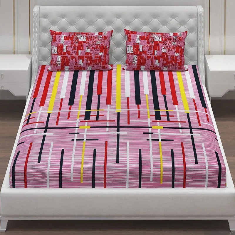 Monte Carlo Flow Stripe Cotton Bedsheet (Pink) - 104 TC media 4
