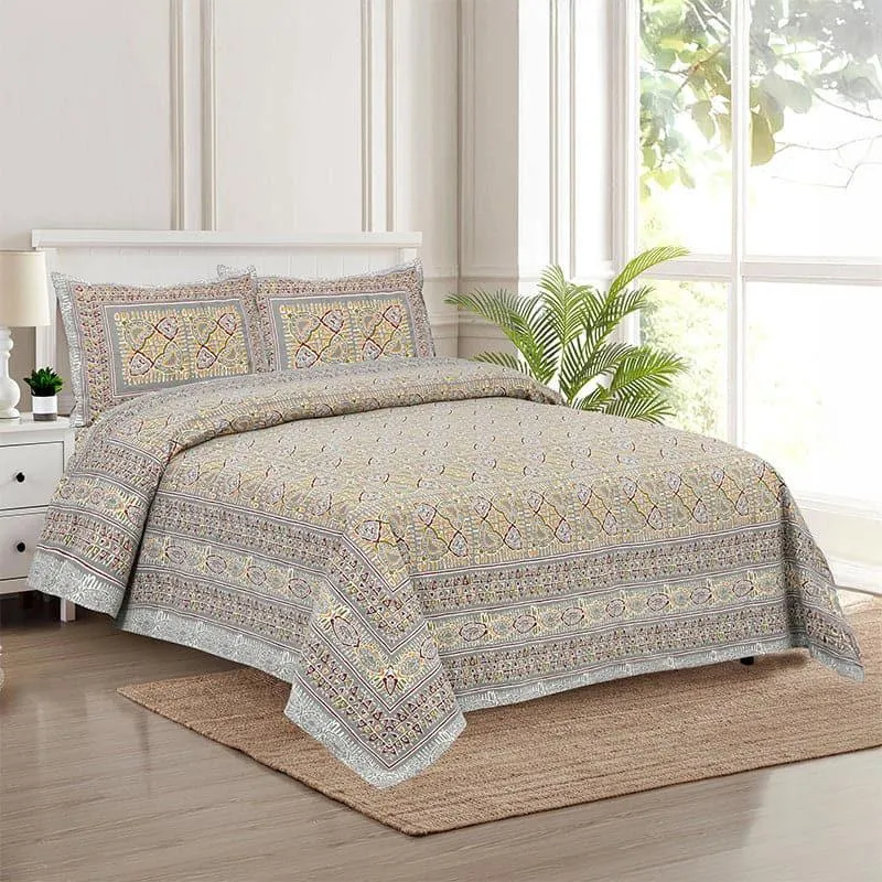 Seijun Mural Cotton Bedsheet (Yellow) - 180 TC media 1
