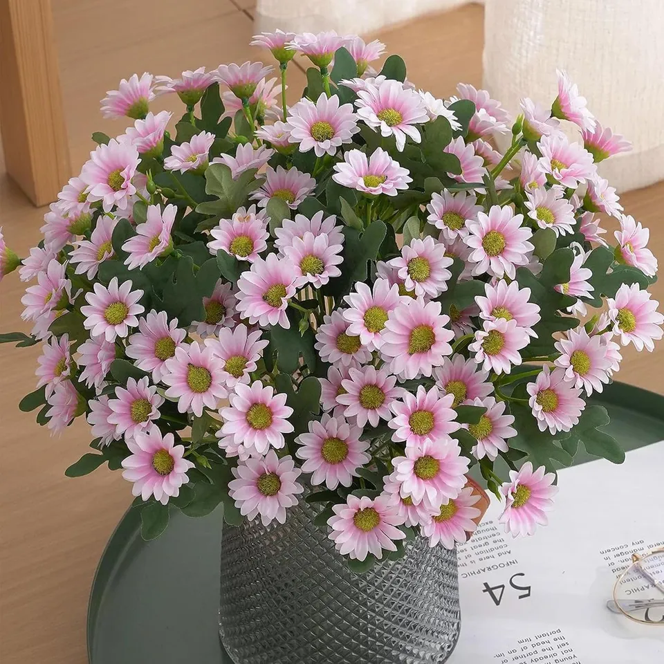Azure Daisy Artificial Flower (Pink) - Set of Two media 8