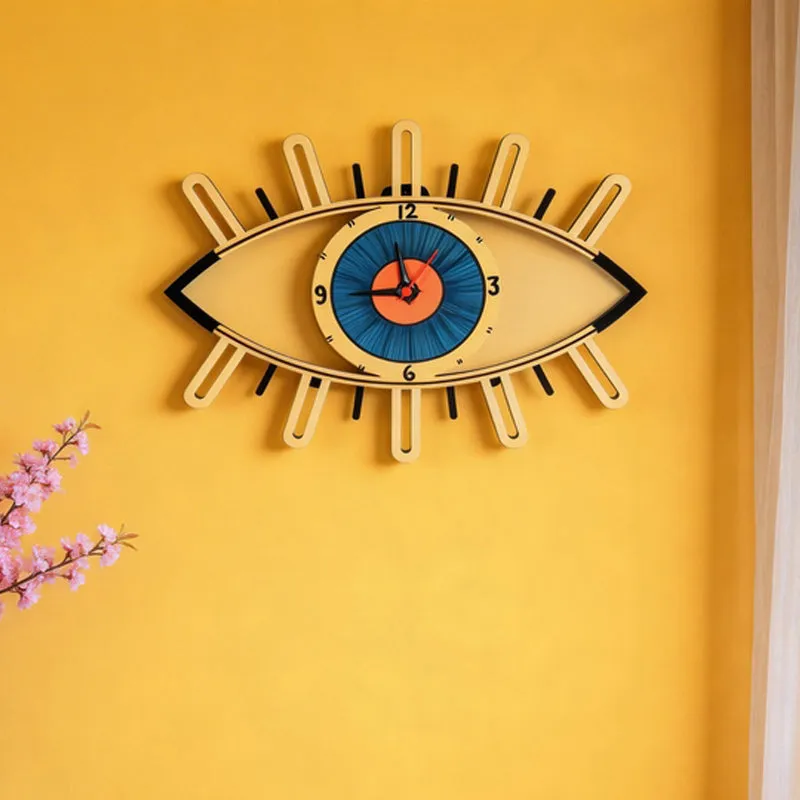 Eye Glare Wooden Wall Clock media 1