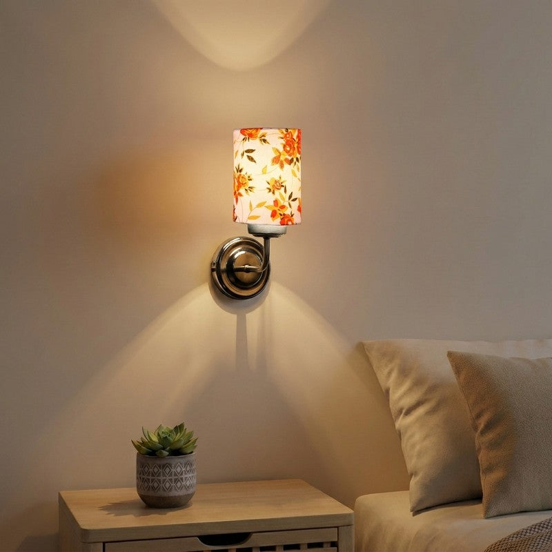 Cyluxe Autumn Floral Cotton Wall Lamp - Orange,White