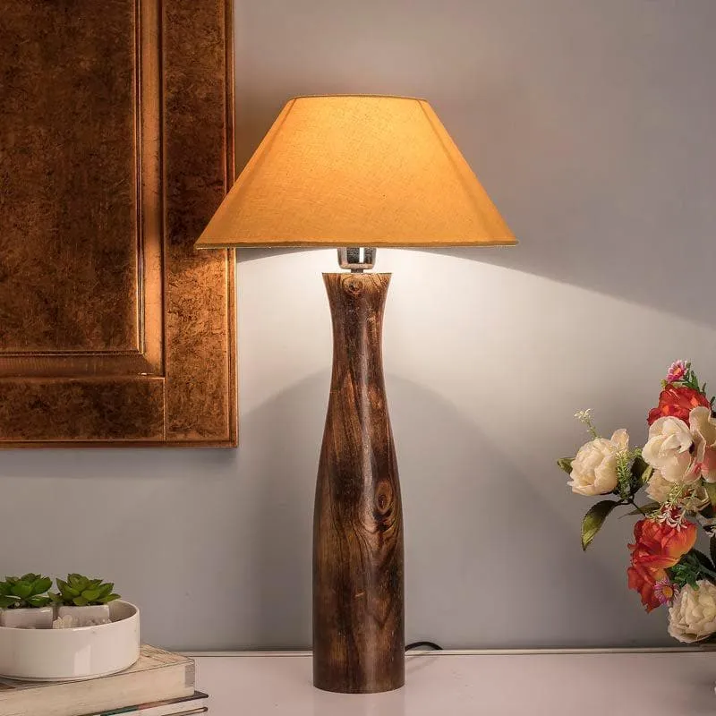 Harmony Glimpse Fabric Table Lamp With Conical Shade - Beige,Brown media 3