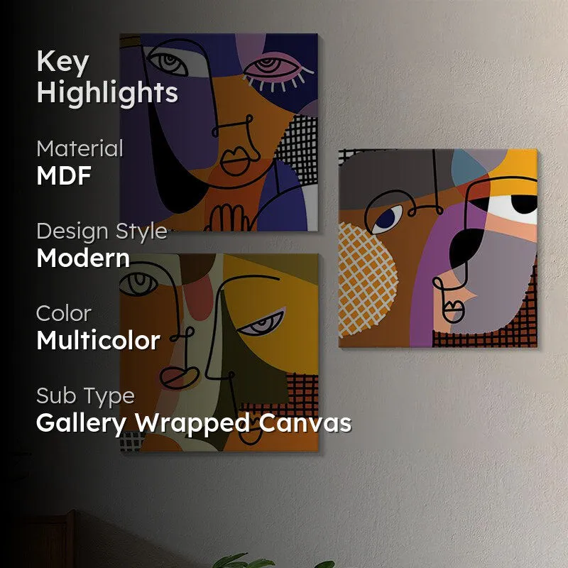 Face Reflect Abstract Wall Painting - Set Of Three media 2