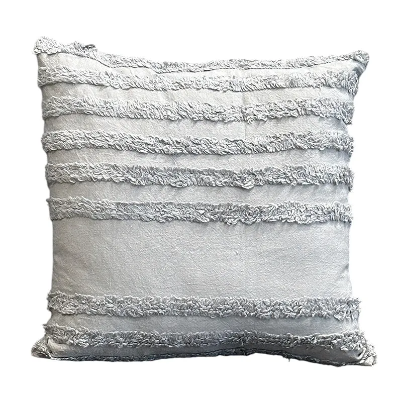 Thea Stripe Tufted Cushion Cover - Light Grey media 3