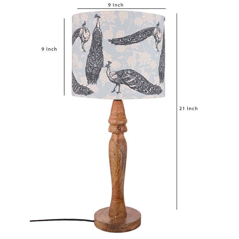 Prancing Peacocks Fabric Table Lamp - Multicolor media 5
