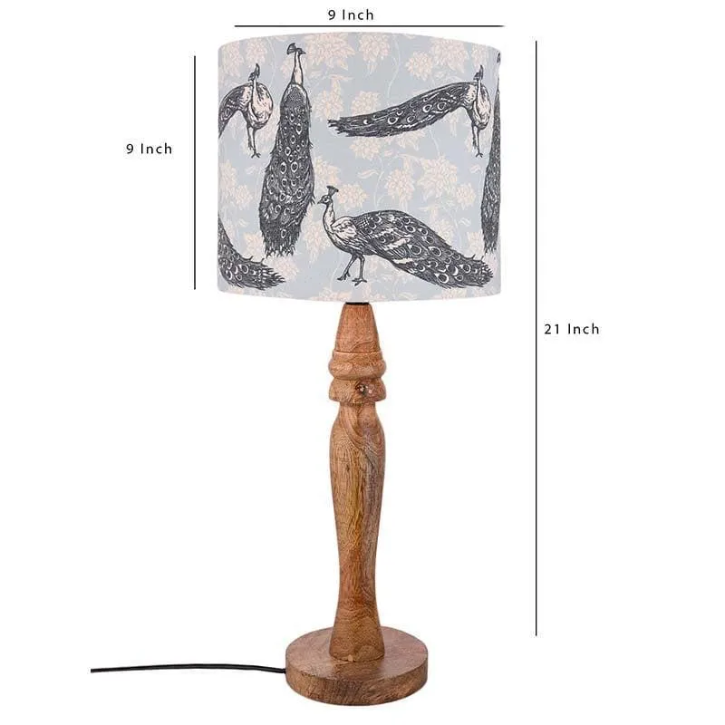 Prancing Peacocks Fabric Table Lamp - Multicolor media 5