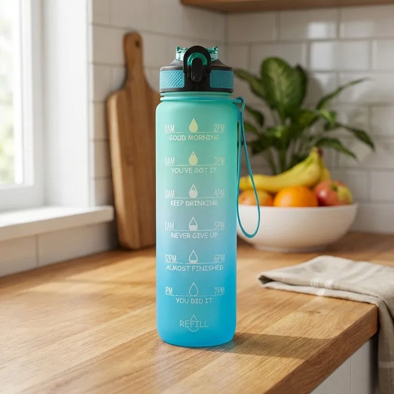 Solara Sportiq Plastic Water Bottle (1000 mL) - Blue,Green media 1