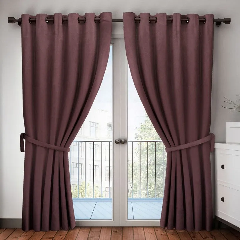 Aurelin Solid Curtains (Brown) - Set Of Two media 1