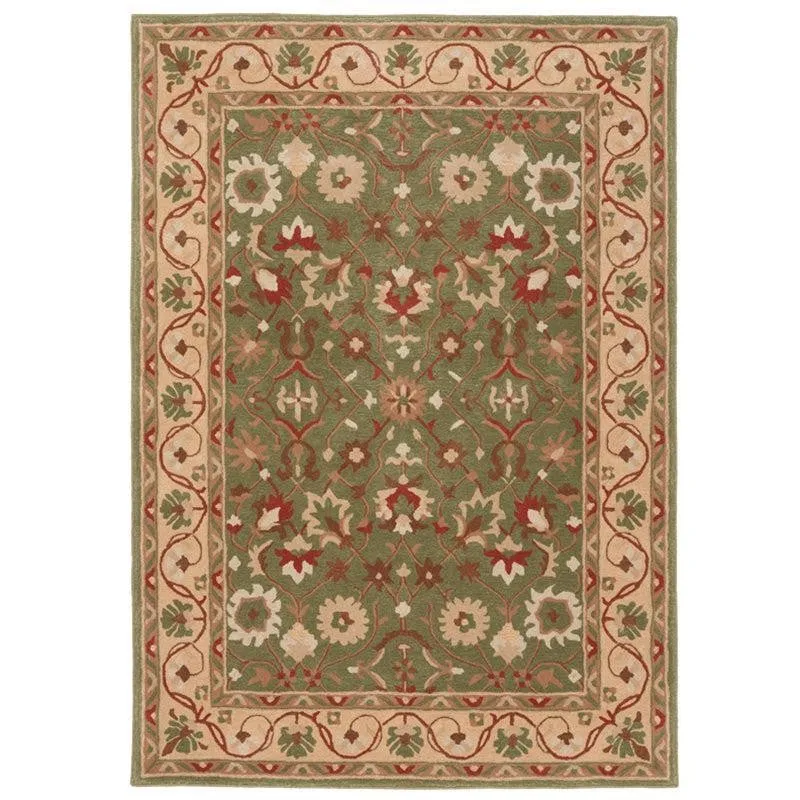 Ahriman Hand Tufted Ethnic Wool & Nylon Carpet - Green media 1