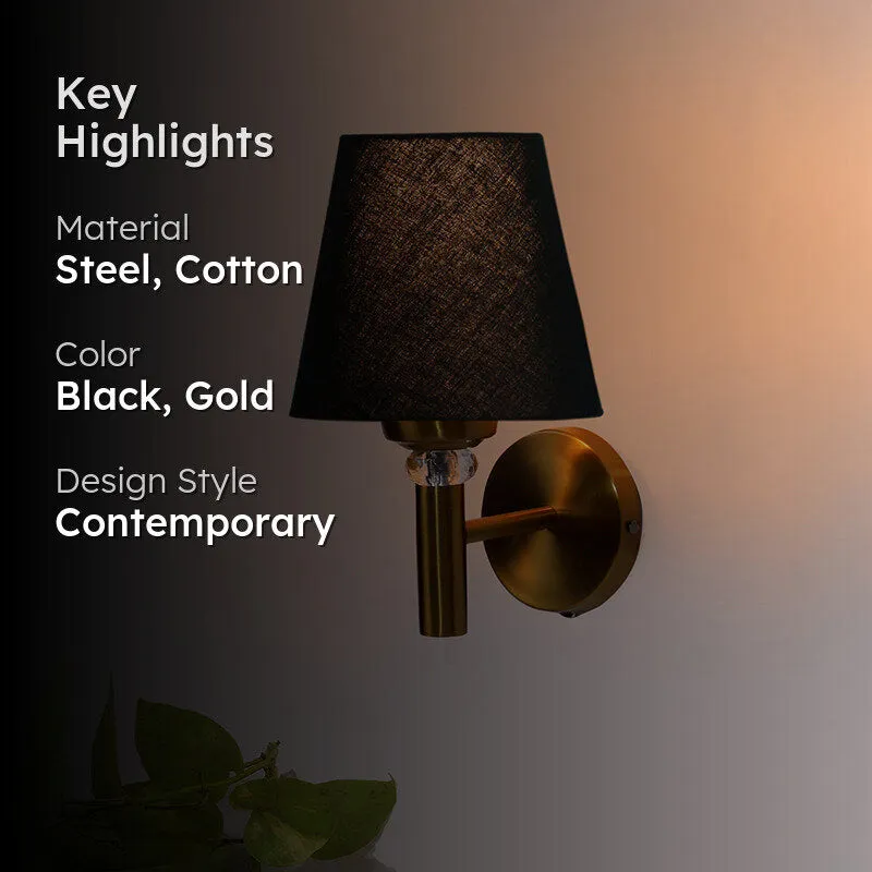 Aquilla Steel & Cotton Wall Lamp - Black media 2
