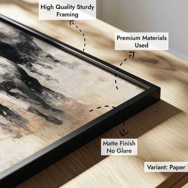 Charcoal Horse Stampede Wall Painting With Black Frame media 9