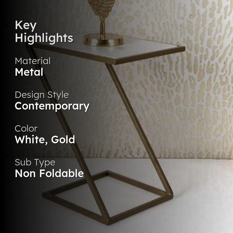 Bastion Metal SideTable with Marble Top media 2