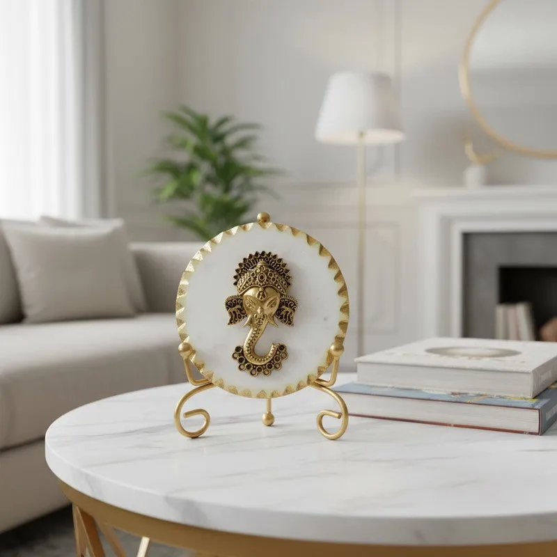 Shubh Ganesh Marble Showpiece With Stand media 4