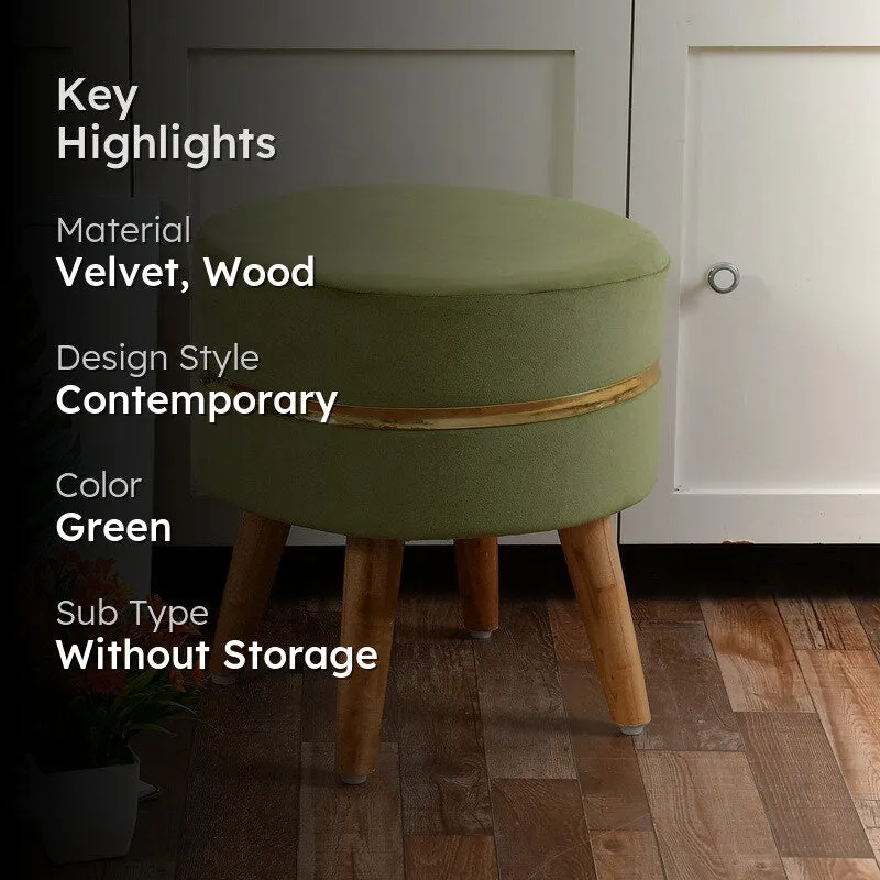 Classic Solid Velvet Ottoman - Green media 2