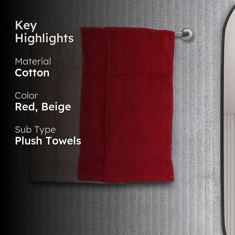 Miorah Hand Towel (Red & Beige) - Set Of Four media 2