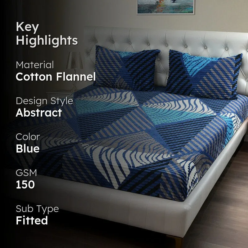 Nestora Single Fitted Cotton Flannel Bedsheet - 150 GSM media 2