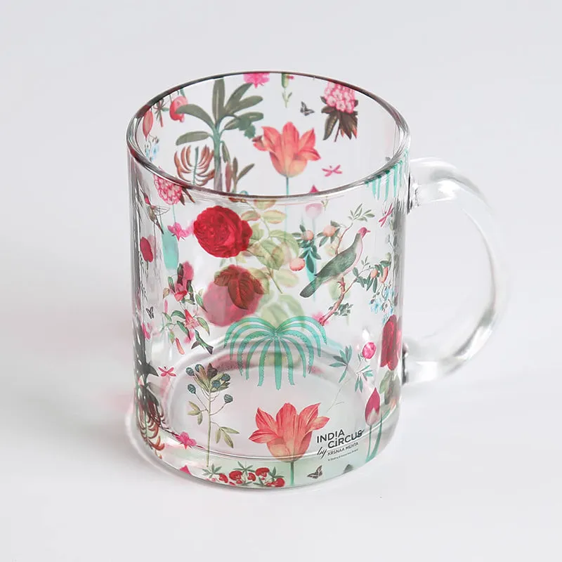 India Circus Rosewood Glow Glass Mug With Coaster (325 mL Each) - Four Piece Set media 5