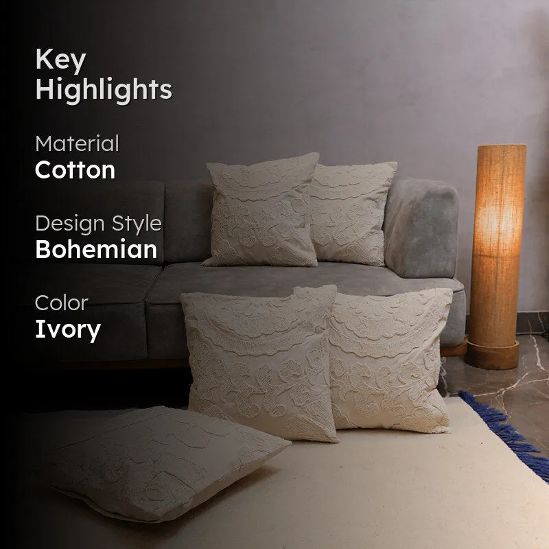 Plush Curves Tufted Cushion Cover (Ivory) - Set Of Five media 2