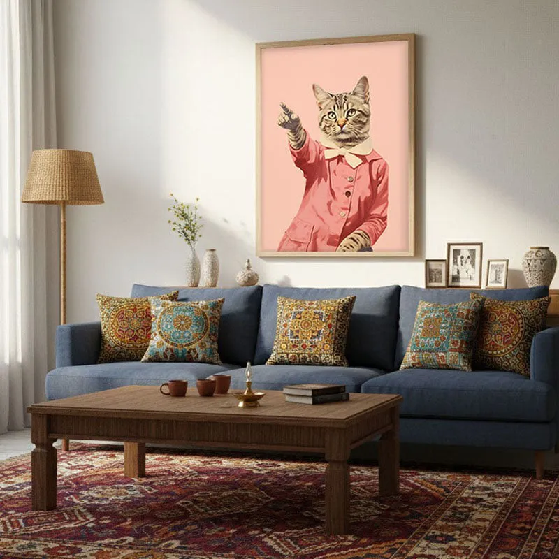 Disco Cat Archival Canvas Wall Art - Natural Brown Frame media 3