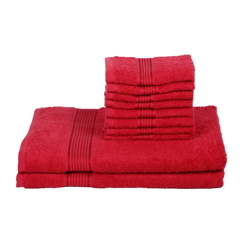 Comfora Bath & Face Towel Set (Red) - Ten Piece Set media 3