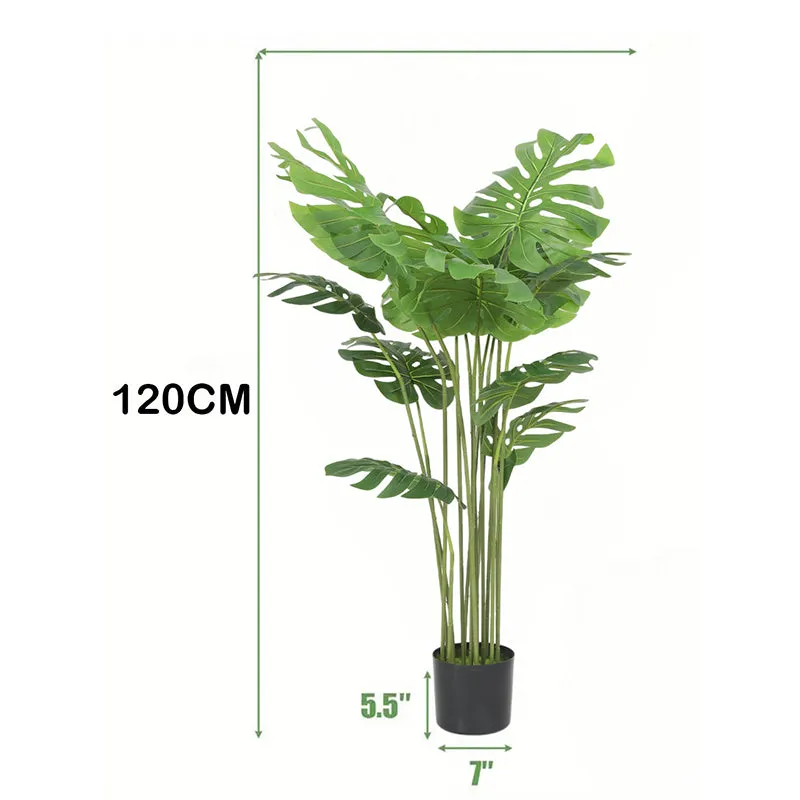 Monista Artificial Monstera With Black Plastic Pot - 4 Feet media 6