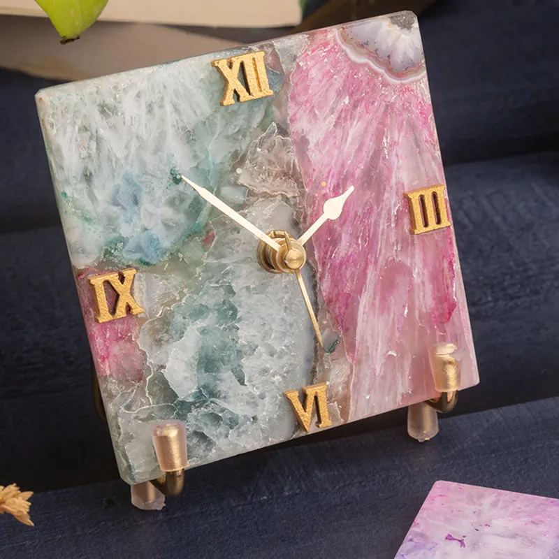 Prismism Agate Desk Clock With Coaster - Three Piece Set media 1