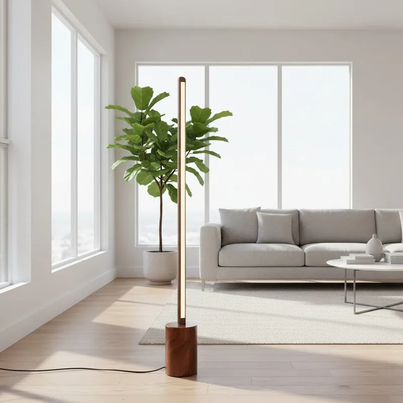 Warm Glow Rose Wood LED Wooden Floor Lamp media 3