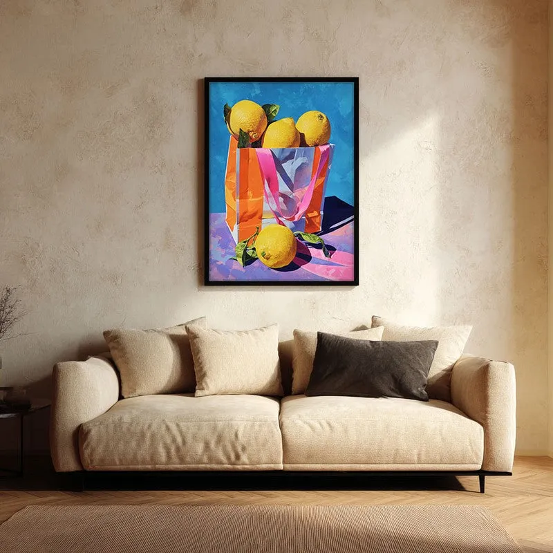 Citrus Tote Canvas Wall Painting - Black Frame media 1