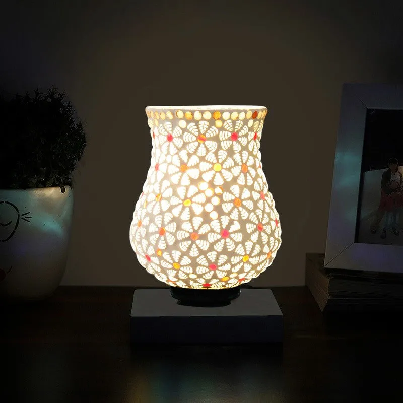 Rayelle Mosaic Glass Table Lamp With Wooden Base - Multicolor media 3