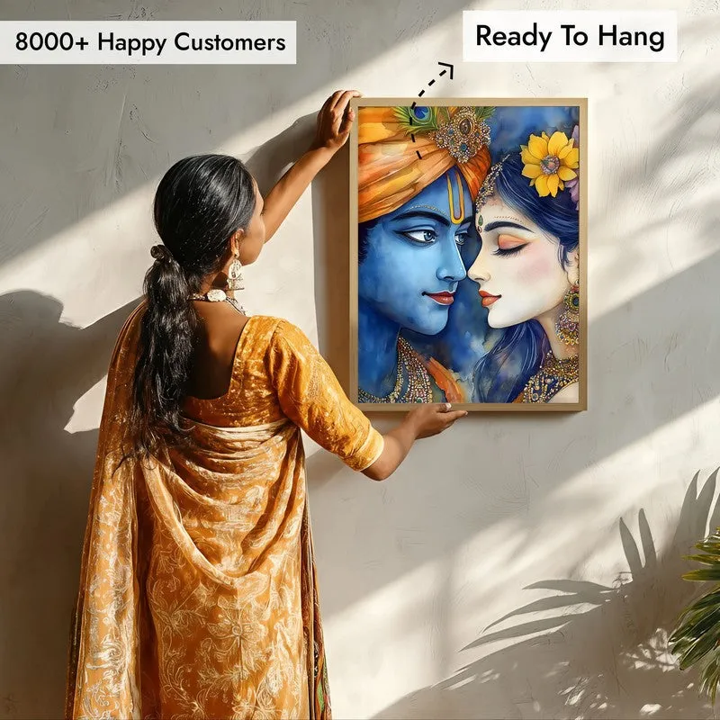Vrindavan's Heart Spiritual Archival Paper Wall Painting - Natural Brown Frame media 7