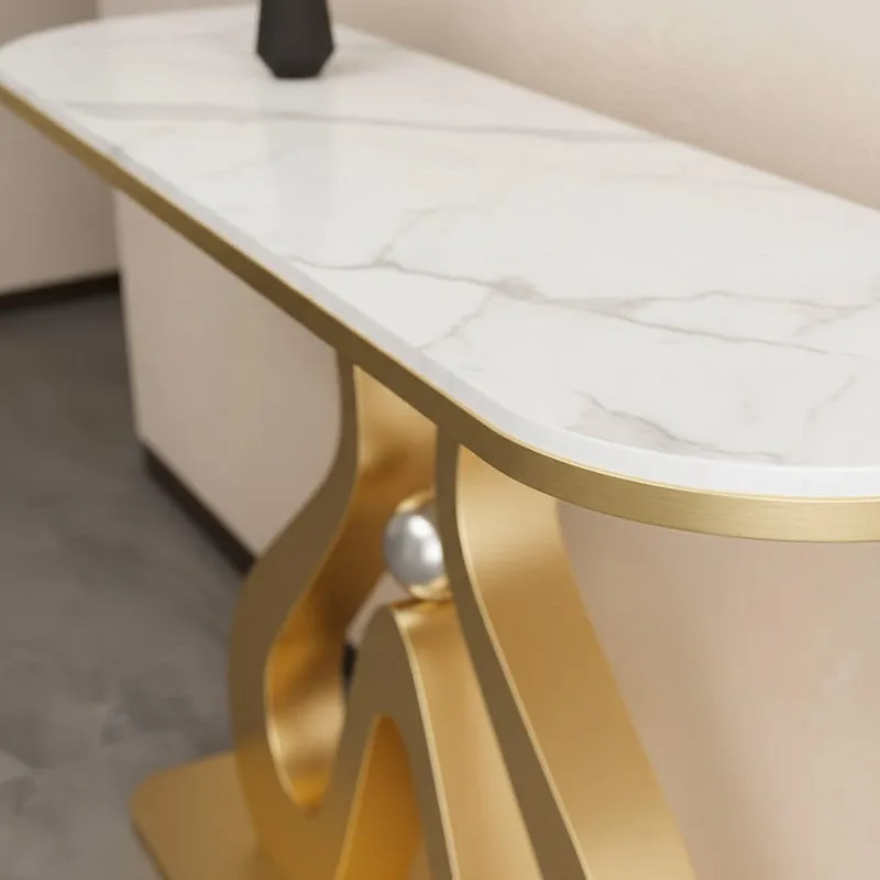 Sculptural Metal Console Table with Marble Top - Small media 3