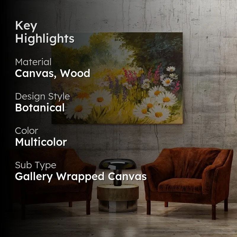 Field Of Daisies Canvas Wall Painting - Gallery Wrap media 2